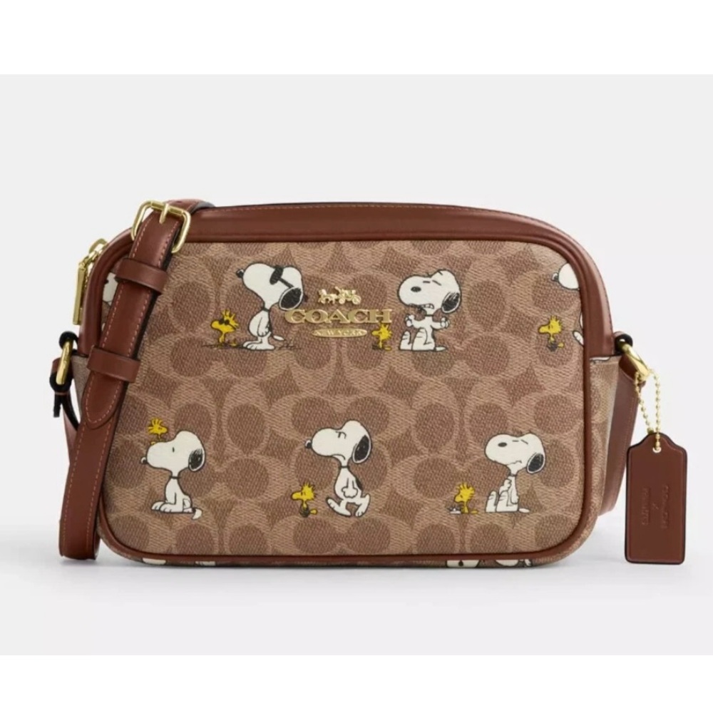 NWT Coach X Peanuts Jamie Camera Bag In Signature Canvas With Snoopy Print CBM27